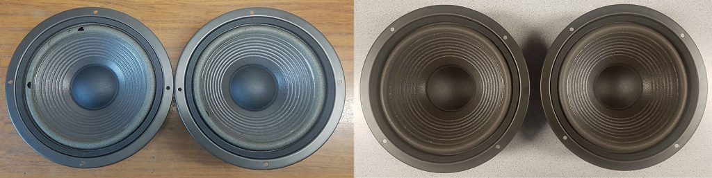 JBL HP 590, vor und nach dem Austausch der Sicken JBL HP 590, vor und nach dem Austausch der Sicken